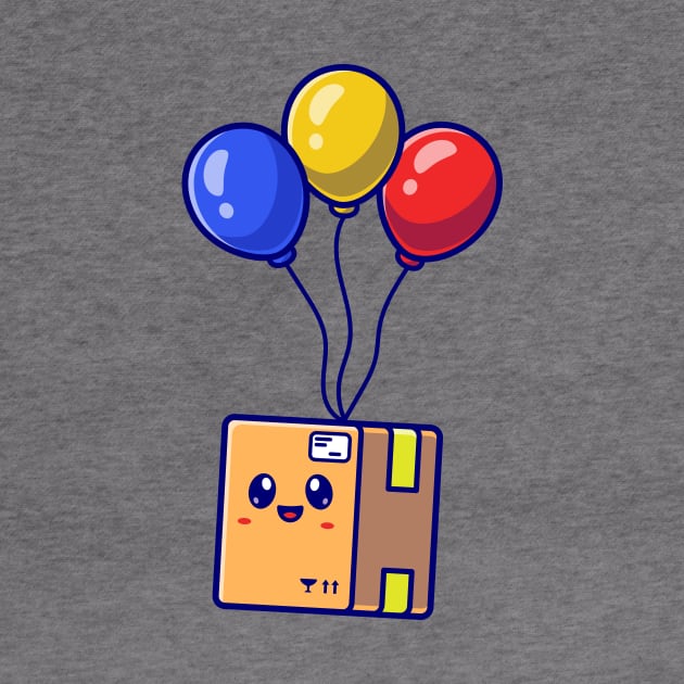 Cute Box Floating With Balloon Vector cartoon by Catalyst Labs